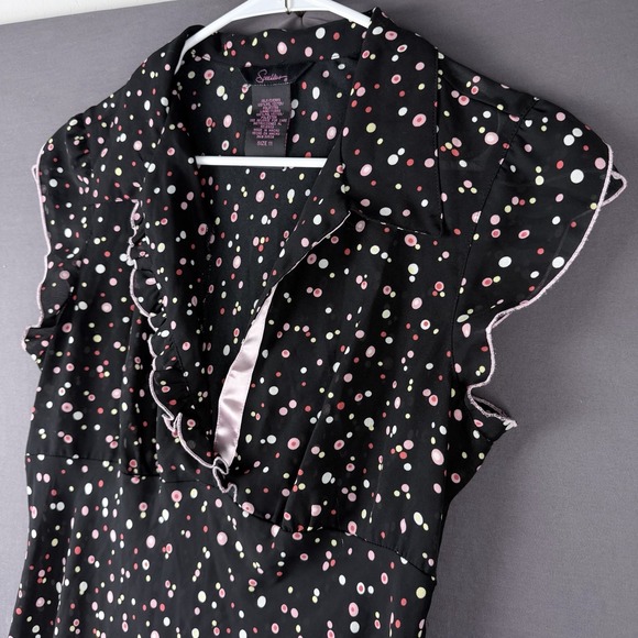Speechless Dresses & Skirts - Speechless 11 A-Line Dress Black Polka Dot Ruffle Flutter Sleeve Collared